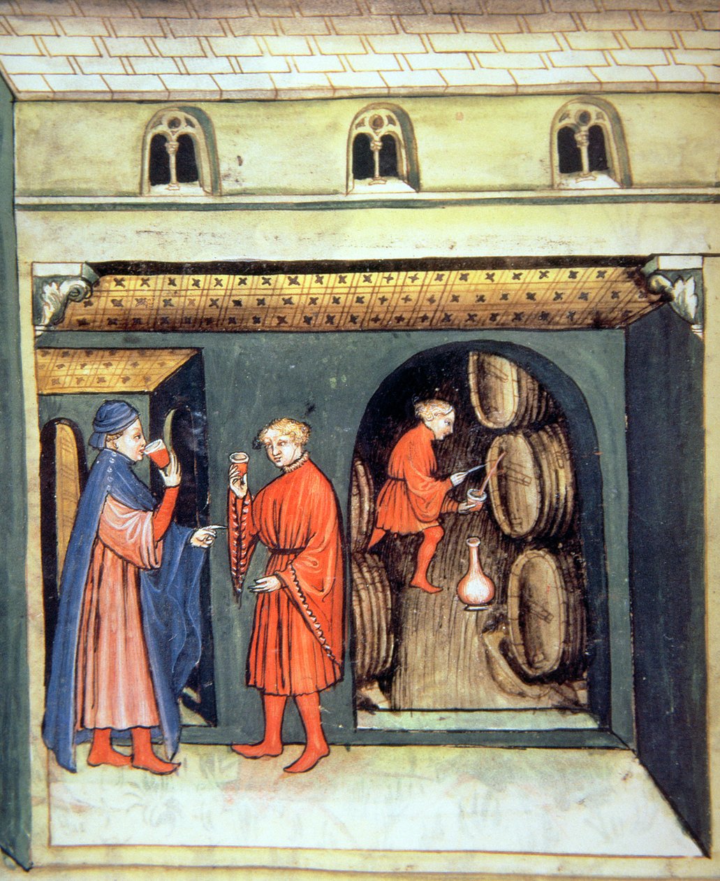 Fol.86v Lagrat fruktvin, illustration från Tacuinum Santiatis Codex Vindobonensis av Italian School