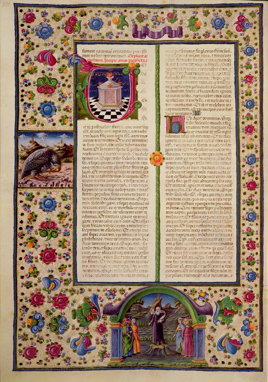 Fol.92v Öppning till profeten Amos bok, från Borso d