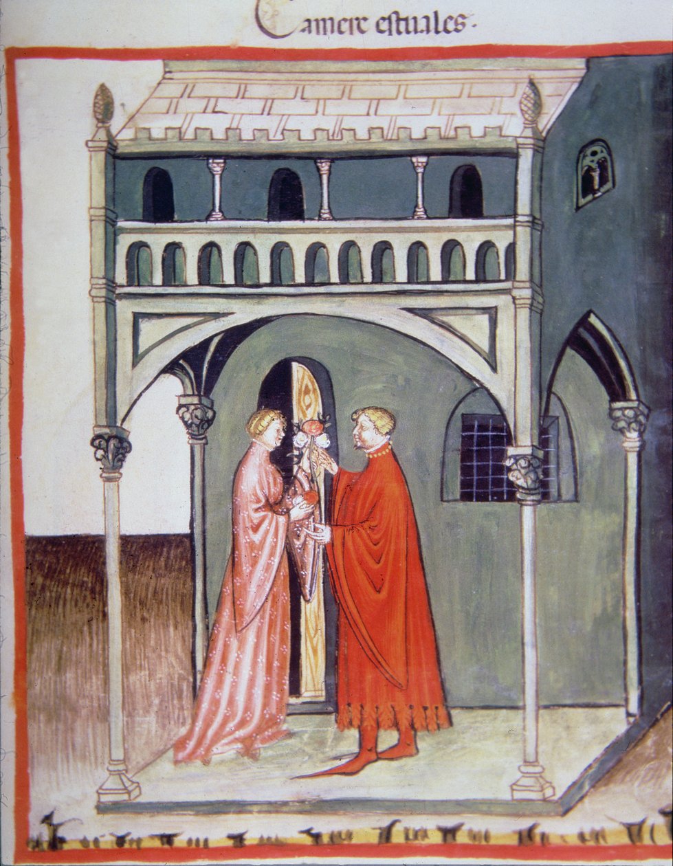 Fol.97r Summer Room, illustration från Tacuinum Santiatis Codex Vindobonensis av Italian School