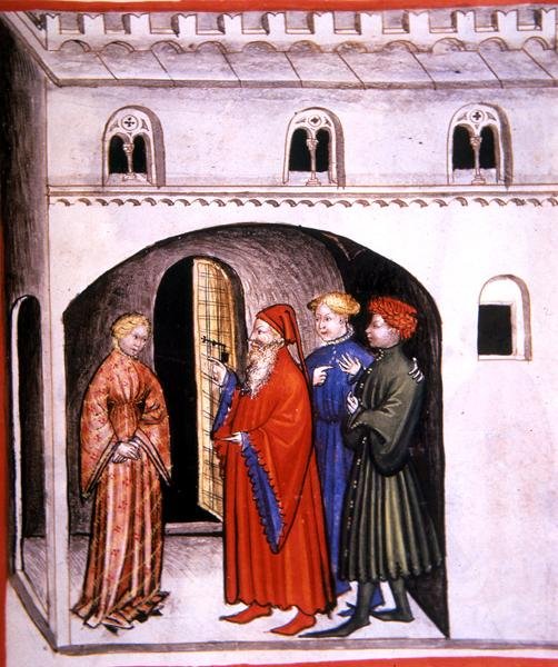 Fol.98r Blushing, illustration från 