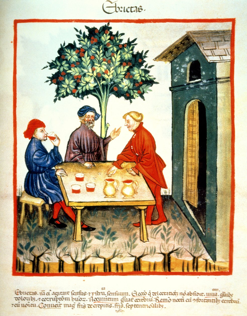 Fol.99r Drunkenness, illustration från Tacuinum Santiatis Codex Vindobonensis av Italian School