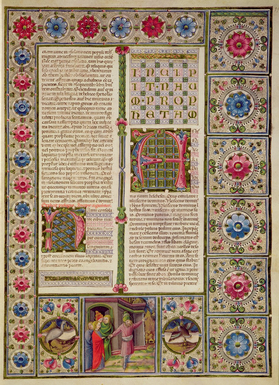 Fol.99r Öppning till profeten Naums bok, från Borso d