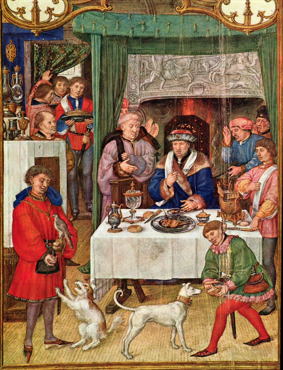 Fol 1v Januari månad: Rich Lord at the Table, från Breviarium Grimani, c.1515 av Italian School