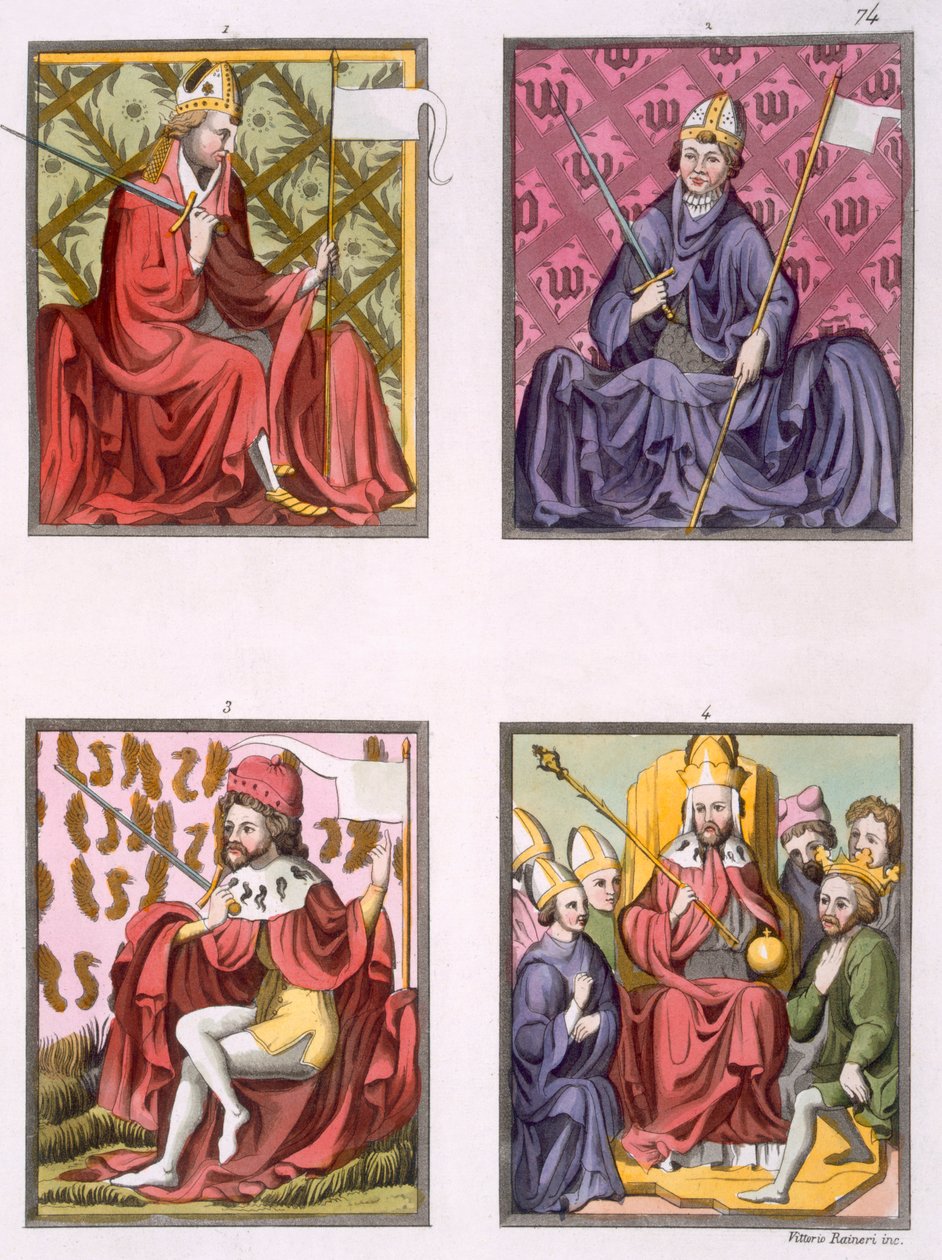 Fyra figurer från det heliga romerska rikets historia, c.1820-30-tal av Italian School
