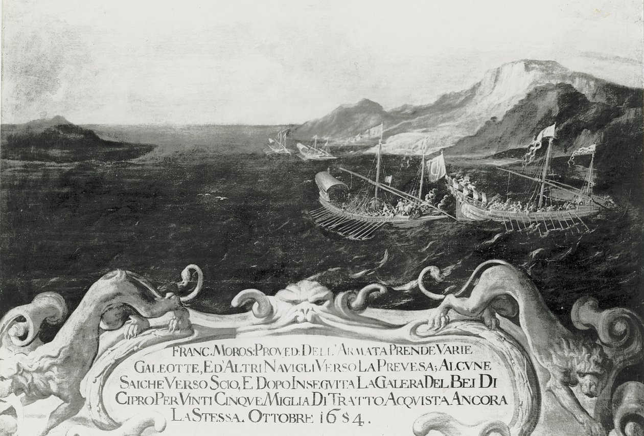 Francesco Morosini (1618-94) i en incident utanför Cypern, 1654 av Italian School