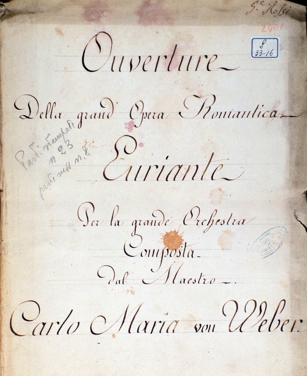 Frontispice från operan "Euryanthe" av Carl von Weber (litho) av Italian School