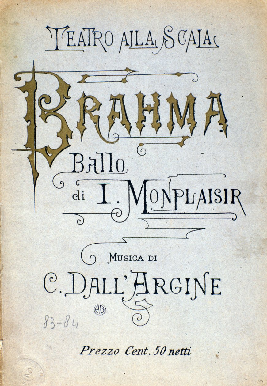 Frontispice av Brahma-balett av Monplaisir och dell