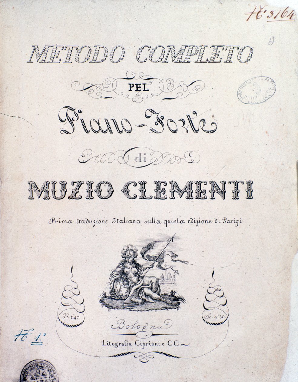 Frontispice av lärobok, Complete Method for the Piano av Muzio Clementi av Italian School