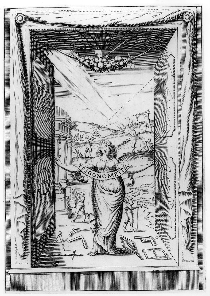 Frontispice till Trigonometria av Bonaventura Cavalieri, 1643 av Italian School