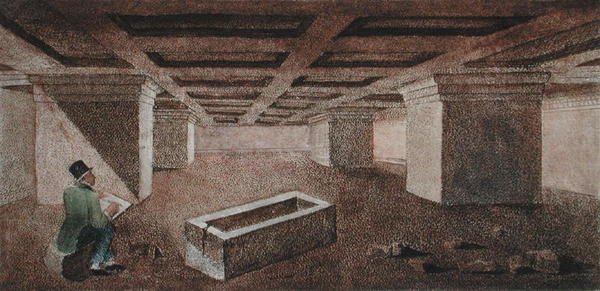 Grotta del Cardinale, illustration från "Etruskiska monument" av Francesco Inghirami (1772-1846), publicerad på Fiesole av Italian School