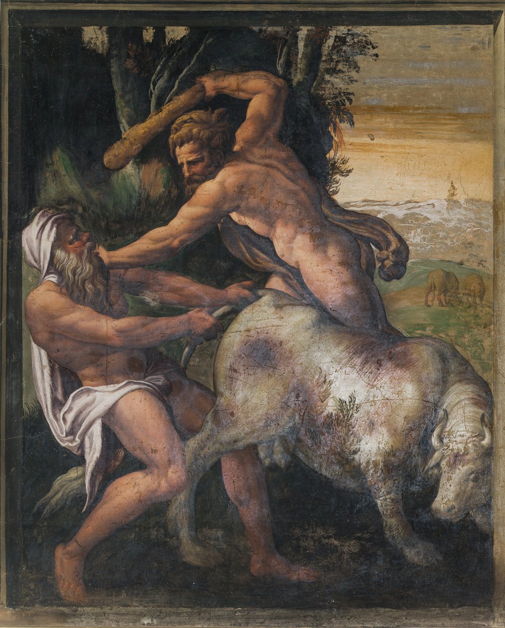 Hercules dödar den kretensiska tjuren, Yellow Room av Italian School