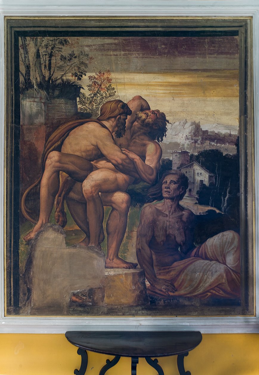 Herkules dödar Antaeus, från Gula rummet av Italian School