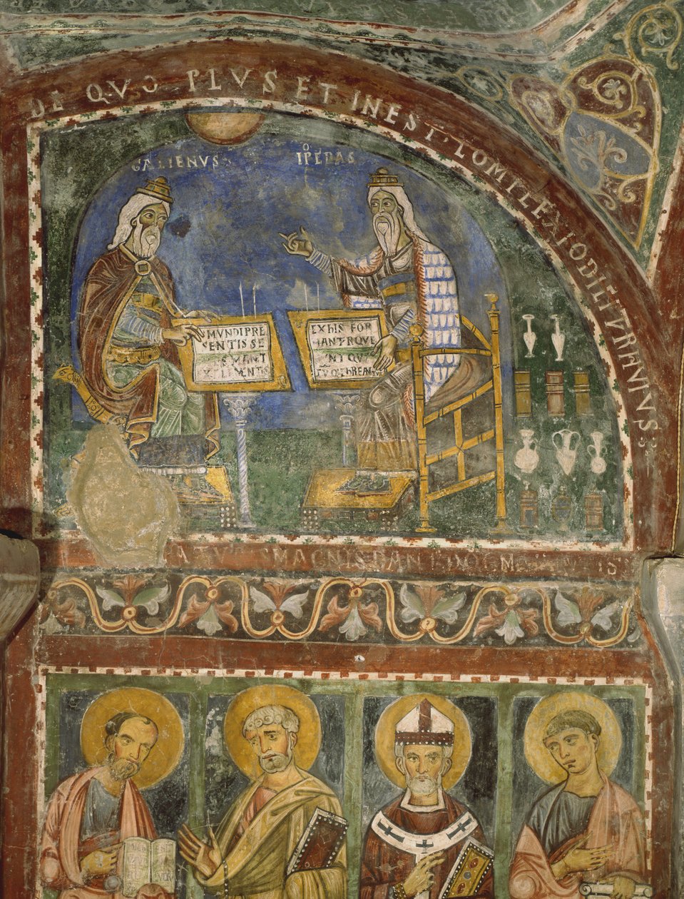 Hippokrates och Galenos, Anagni-katedralens krypta av Italian School