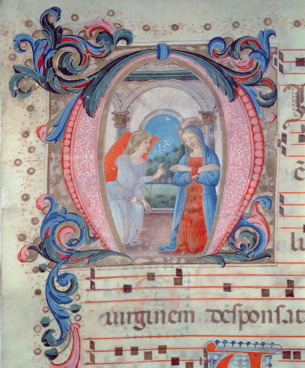 Historikerad initial N med tillkännagivandet, Florentinsk skola av Italian School