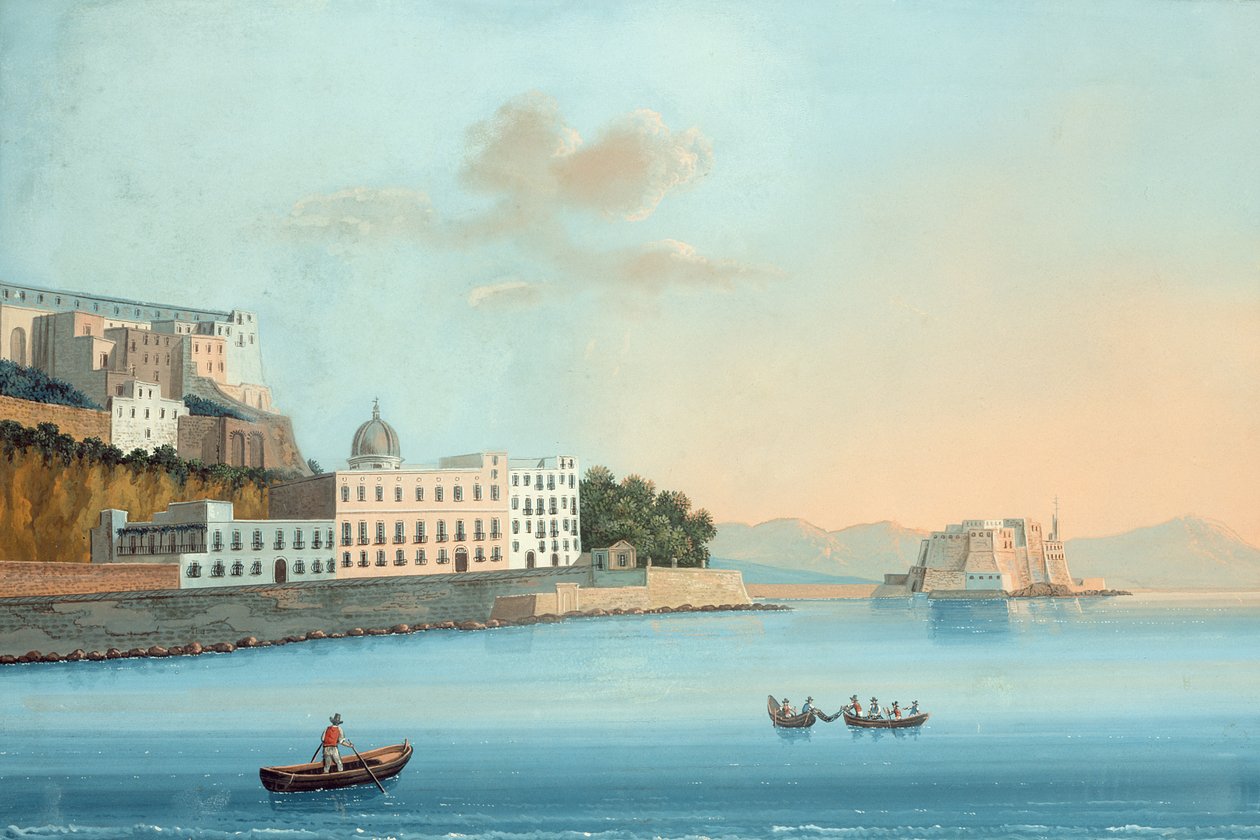 Il Chiatamone (gouache på panel) (se även 20793, 207964, 207966) av Italian School