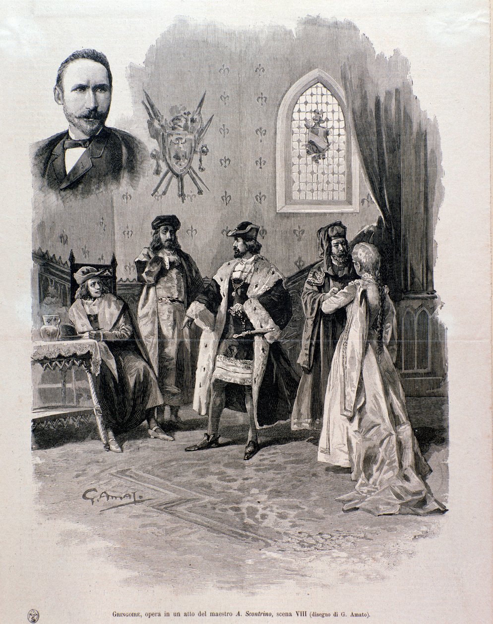 Illustration av Pierre Gringoire, verk av Antonio Scontrino av Italian School
