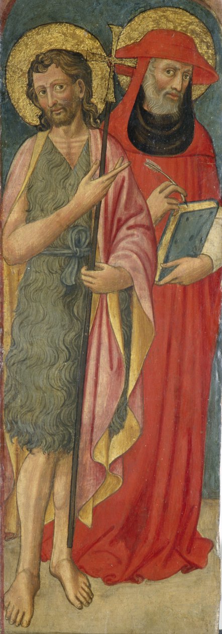 Johannes Döparen och St. Hieronymus, ca 1430 (tempera på poppelträ) av Italian School