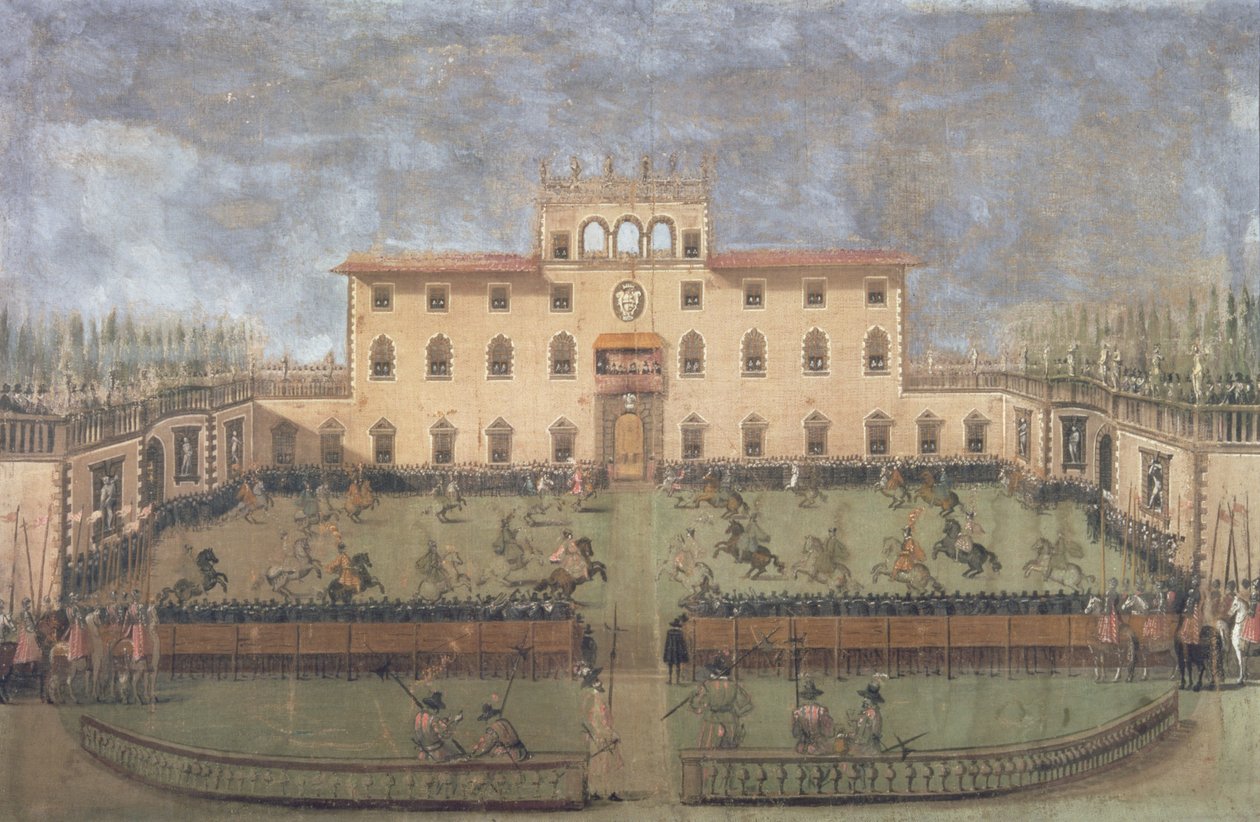 Joust i den kejserliga villan i Poggio a Caiano av Italian School