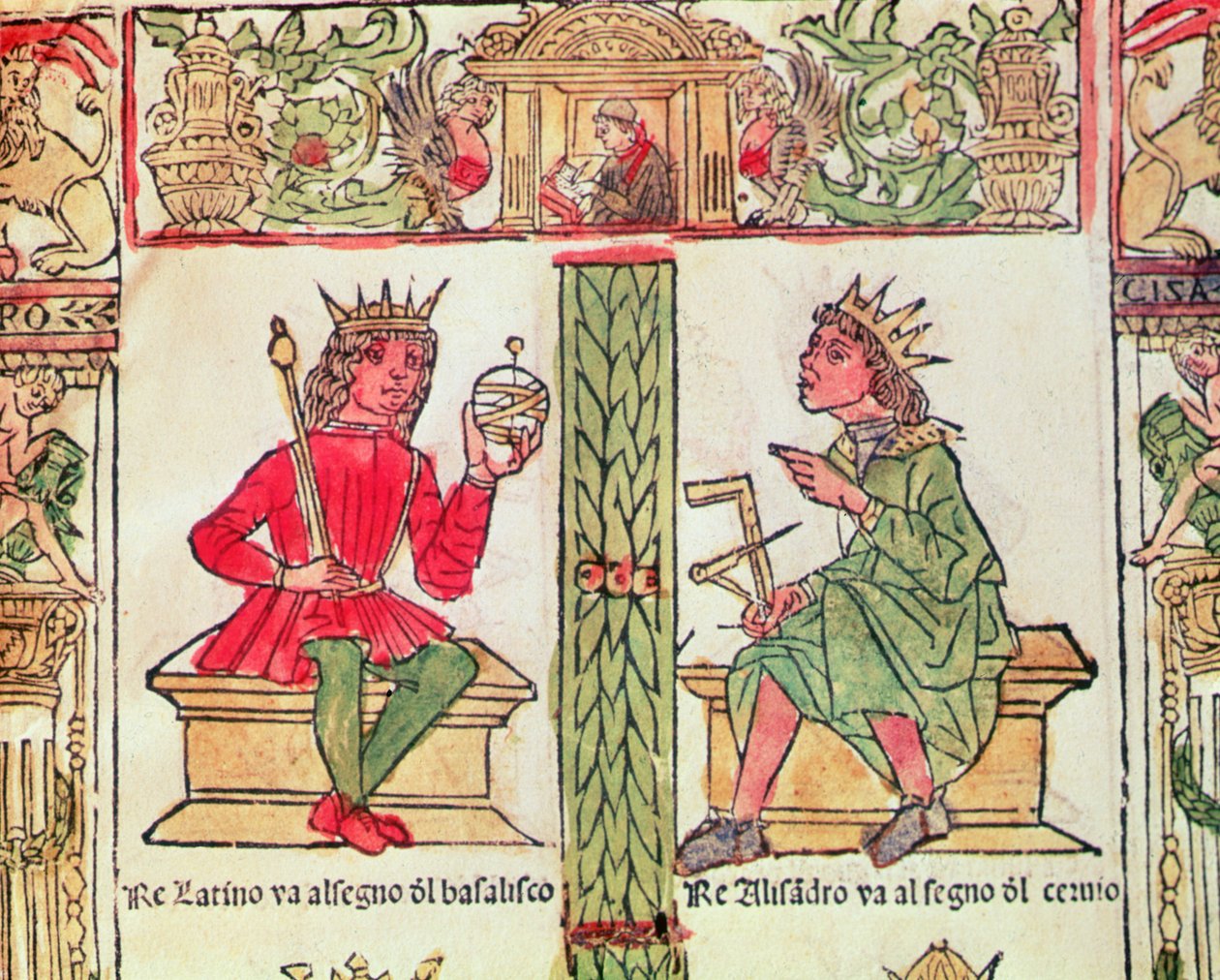 Kung Latinus och kung Alexander, från Ödets bok av Lorenzo Spirito Gualtieri (tryckt papper) av Italian School