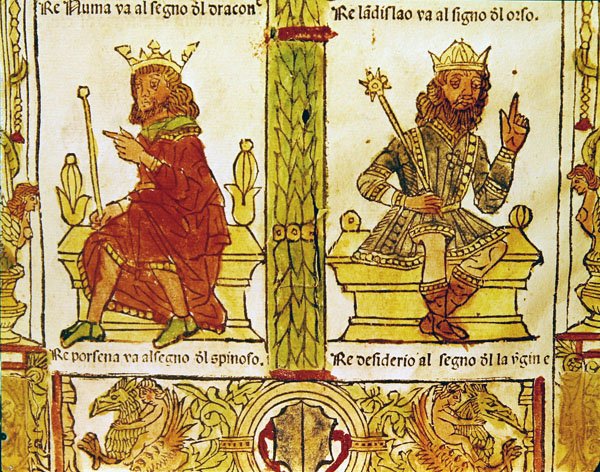 Kung Porsenna och kung Desiderius, från Ödets bok av Lorenzo Spirito Gualtieri (tryckt papper) av Italian School