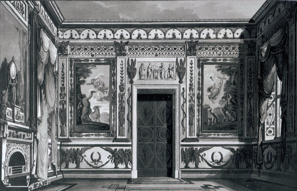 Stor grekisk salong, från Architectural Decorations av Gaetano Landi, 1810 av Italian School