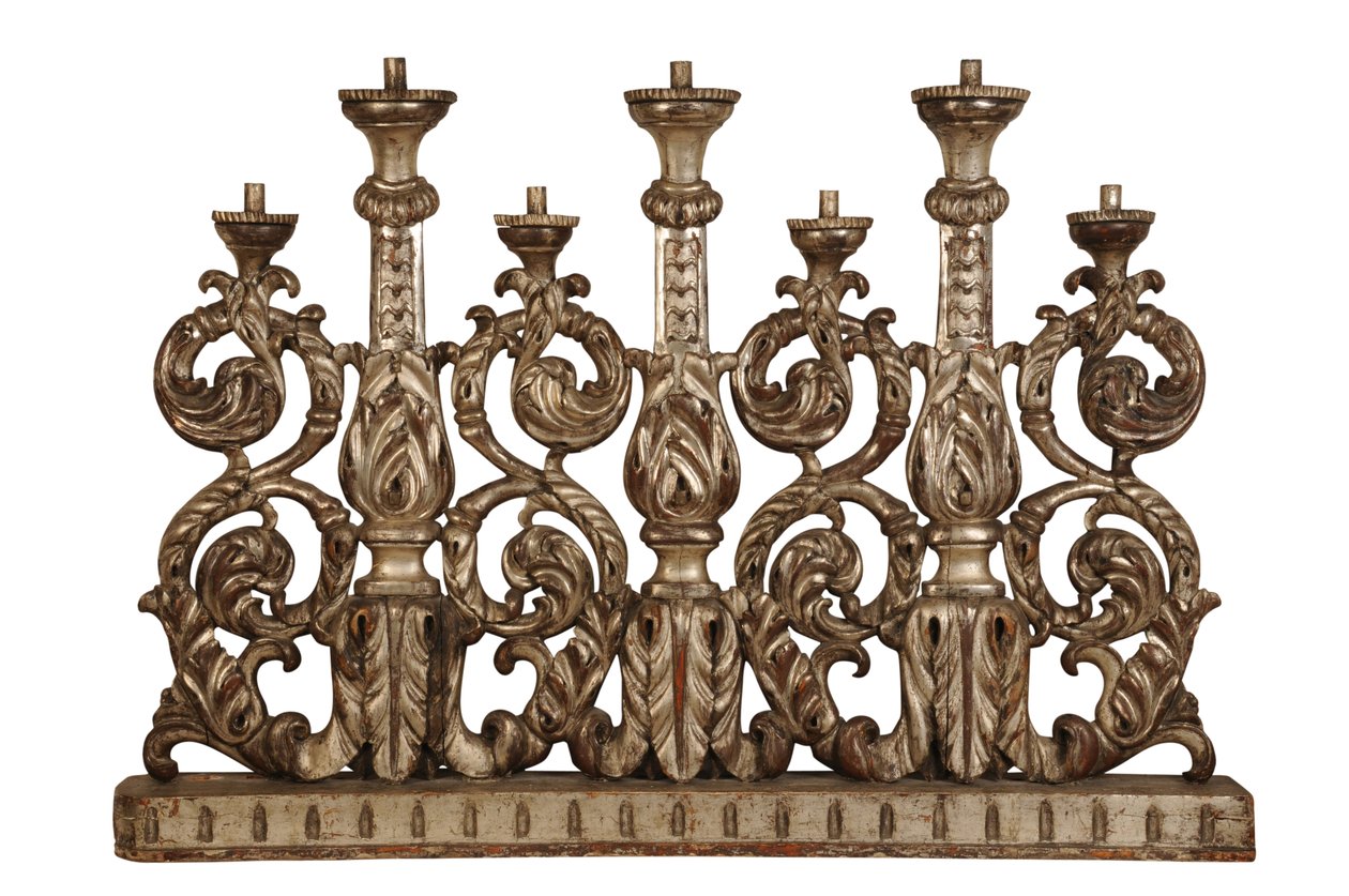 Storskalig förgylld ljushållare i silver, ca 1800 (förgylld silver) av Italian School