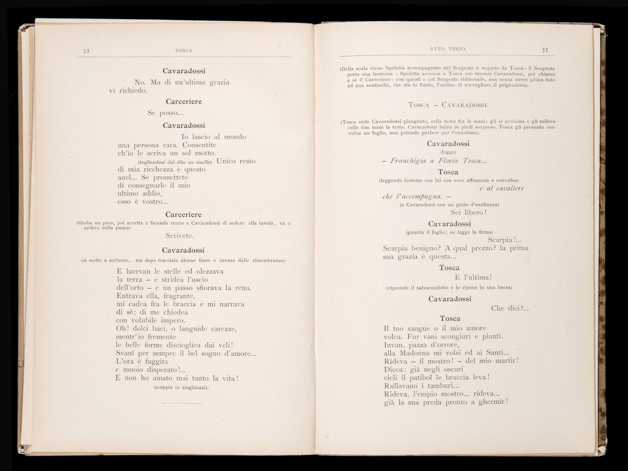 Libretto av Tosca av Giacomo Puccini, Edition Ricordi, Italien av Italian School