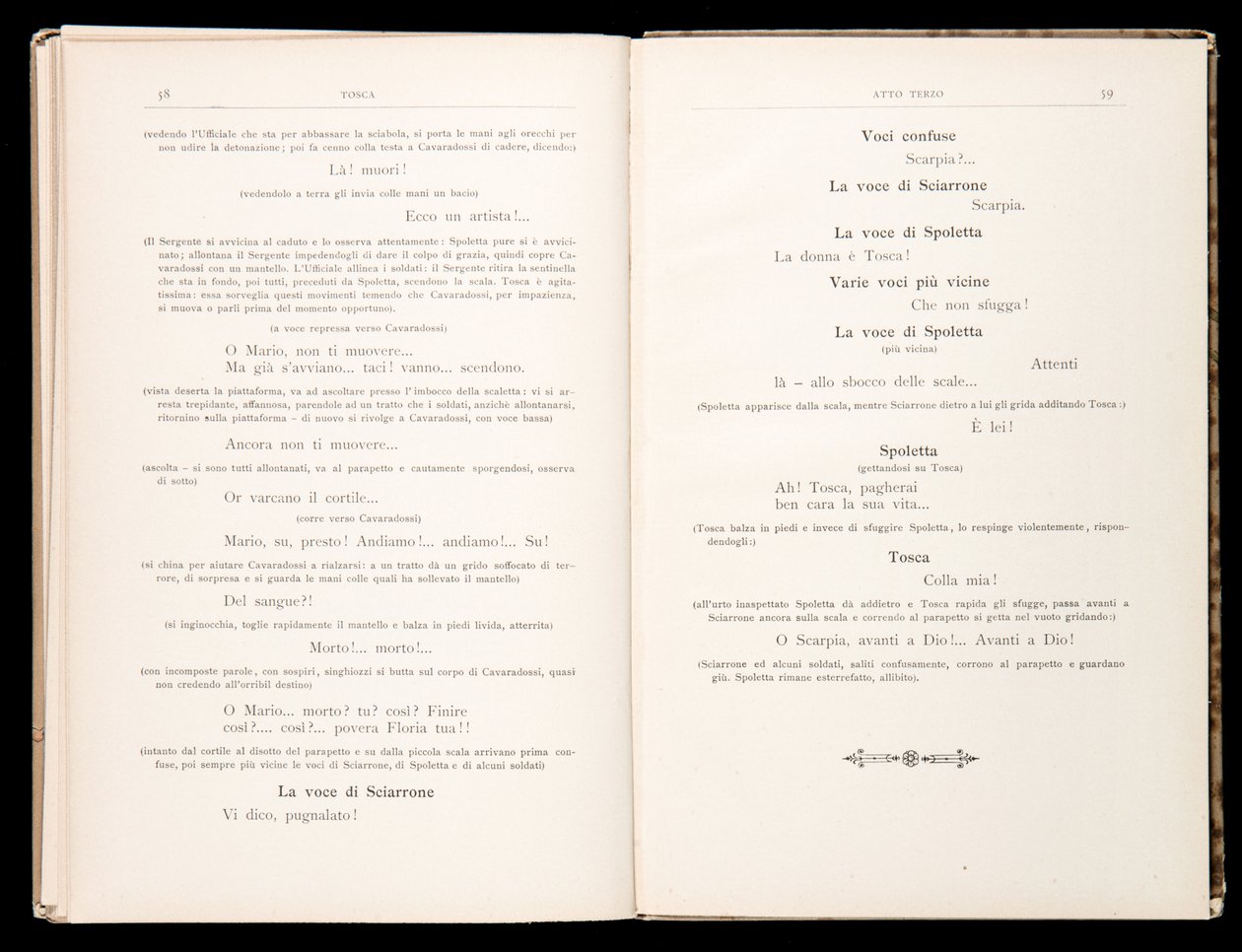 Libretto av Tosca av Giacomo Puccini, Edition Ricordi, Italien av Italian School