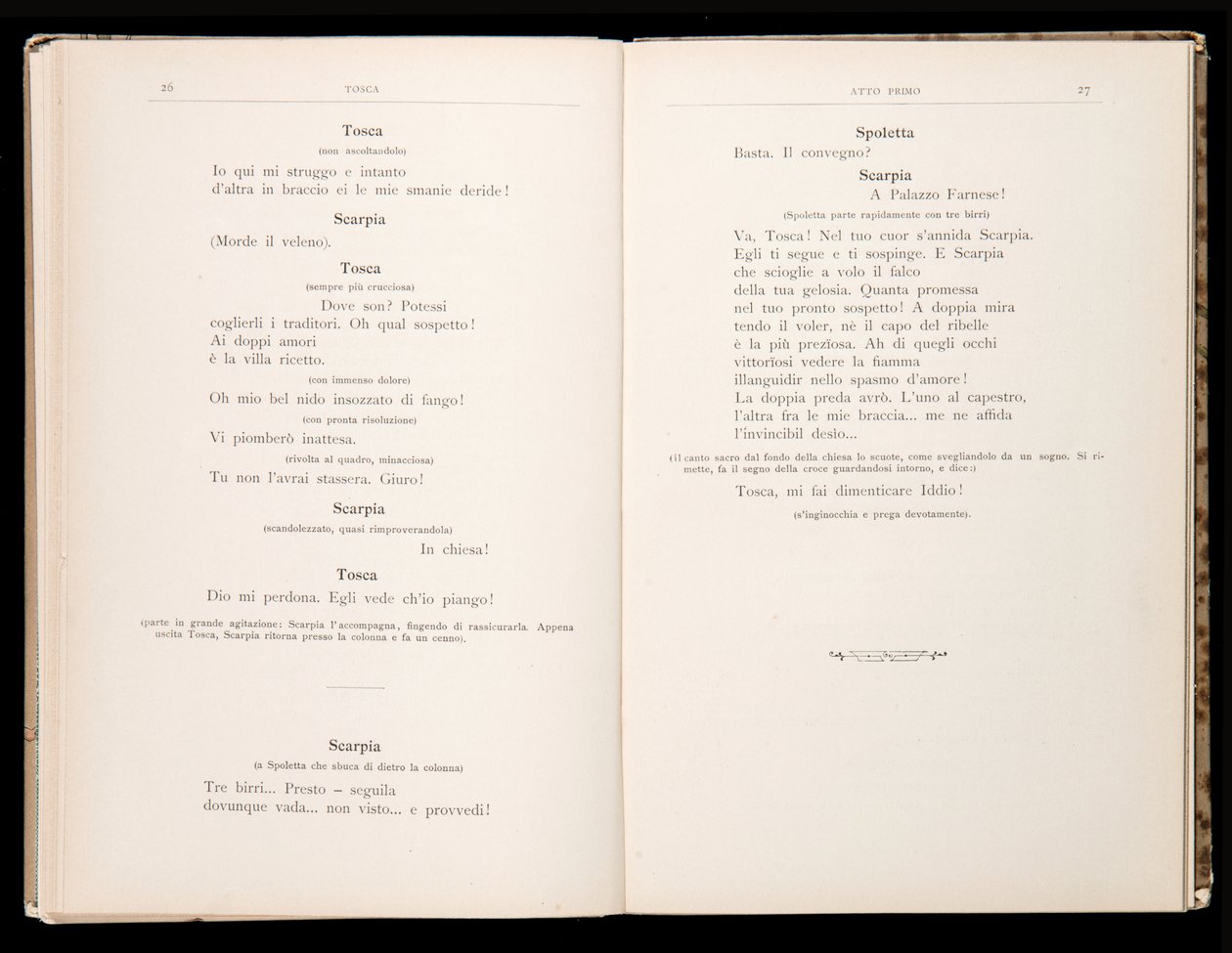 Libretto av Tosca av Giacomo Puccini, Ricordi Edition, Italien av Italian School