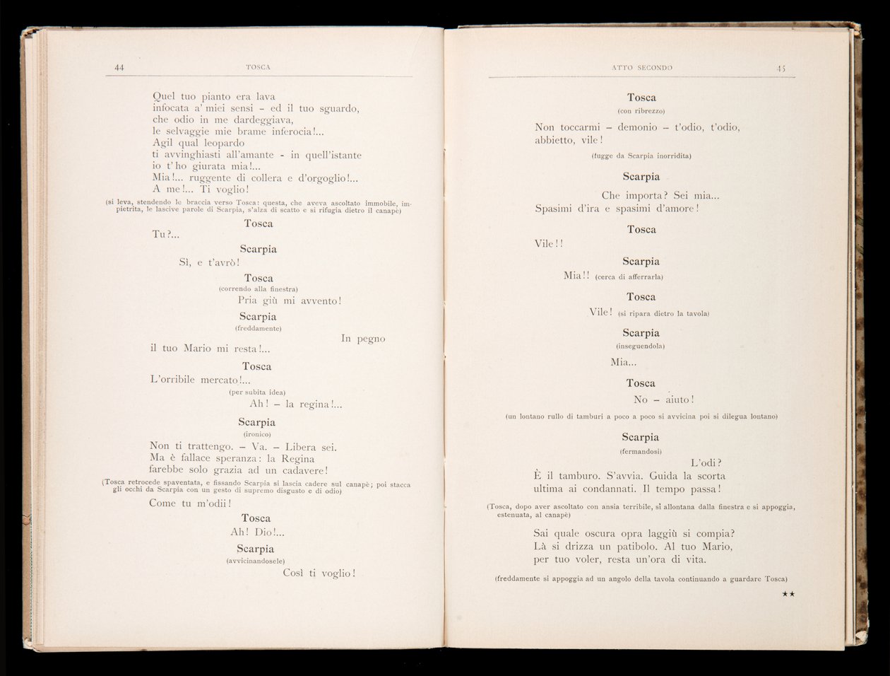 Libretto av Tosca av Giacomo Puccini, Ricordi Edition, Italien av Italian School