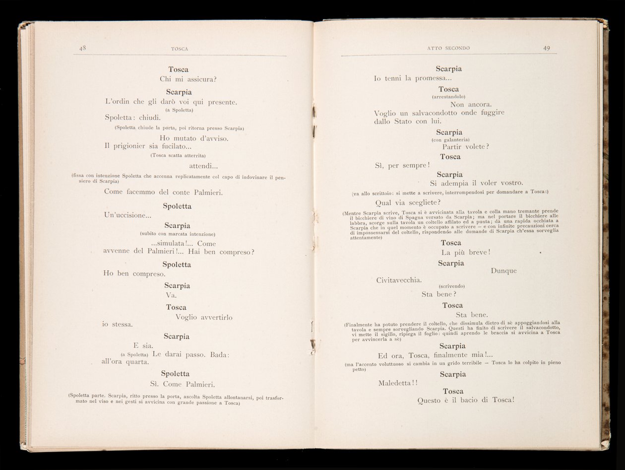 Libretto av Tosca av Giacomo Puccini, Ricordi Edition, Italien av Italian School