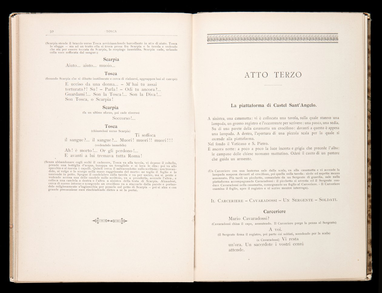 Libretto av Tosca av Giacomo Puccini, Ricordi Edition, Italien av Italian School