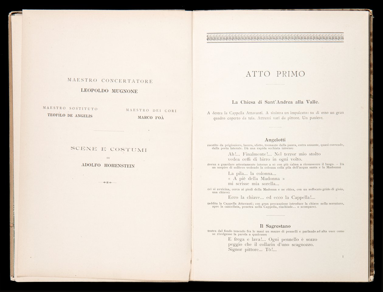 Libretto av Tosca av Giacomo Puccini, Ricordi Edition, Italien av Italian School