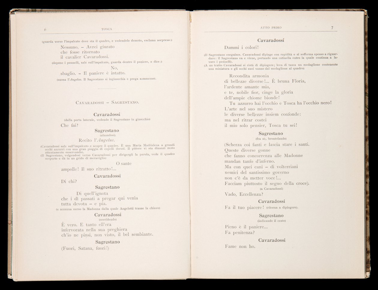 Libretto av Tosca av Giacomo Puccini, Ricordi Edition, Italien av Italian School