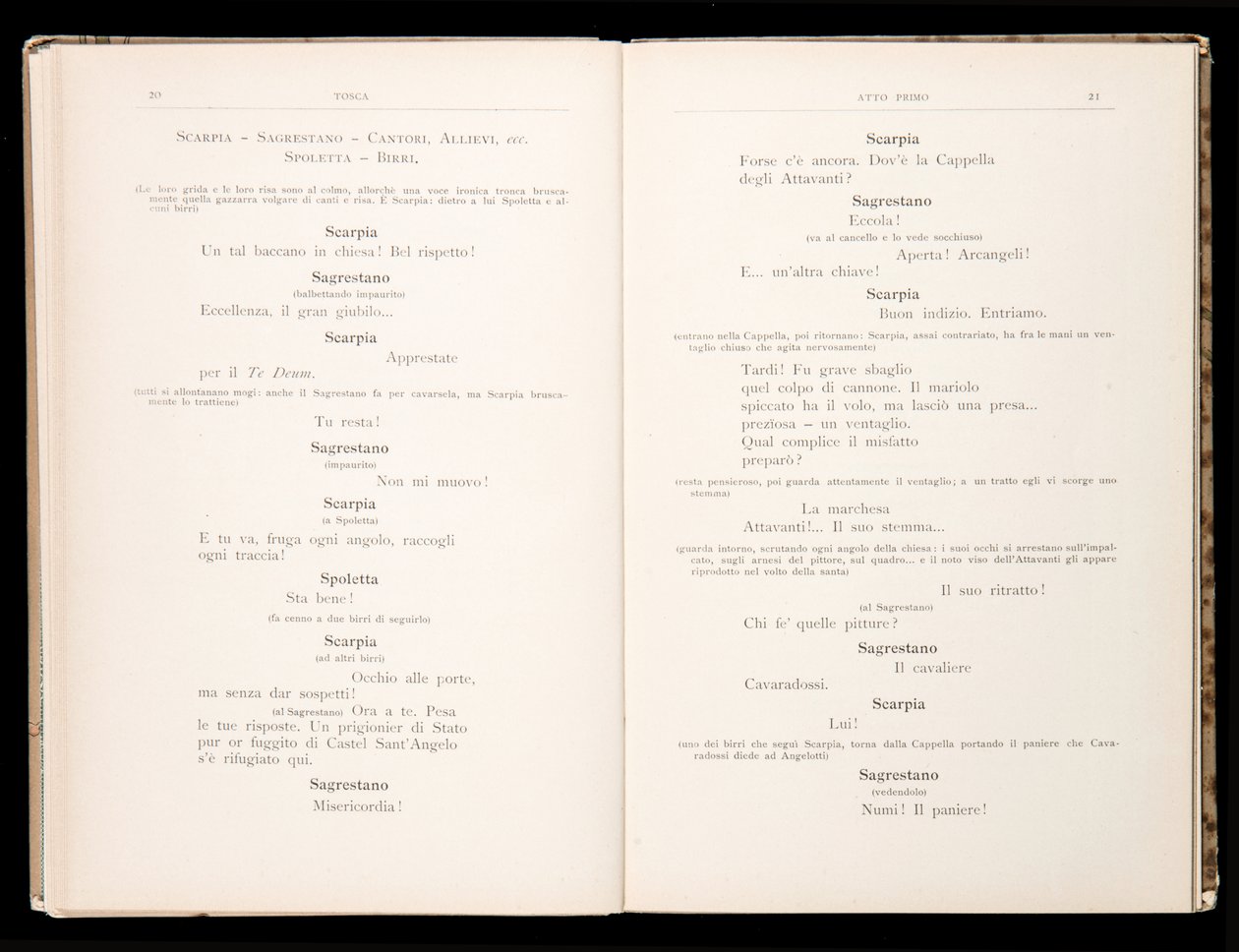 Libretto av Tosca av Giacomo Puccini, Ricordi Edition, Italien av Italian School