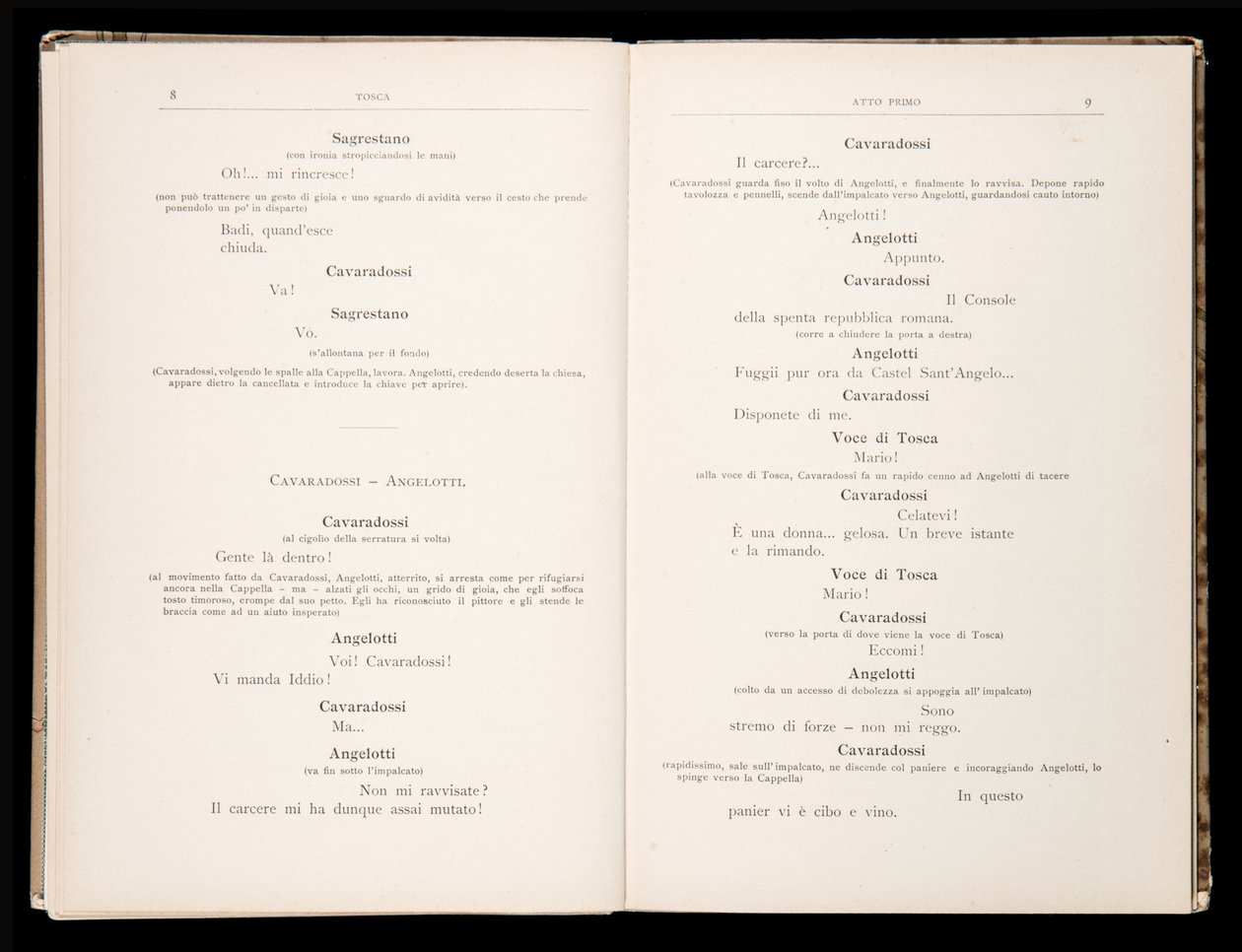 Libretto av Tosca av Giacomo Puccini, Edition Ricordi, Italien av Italian School