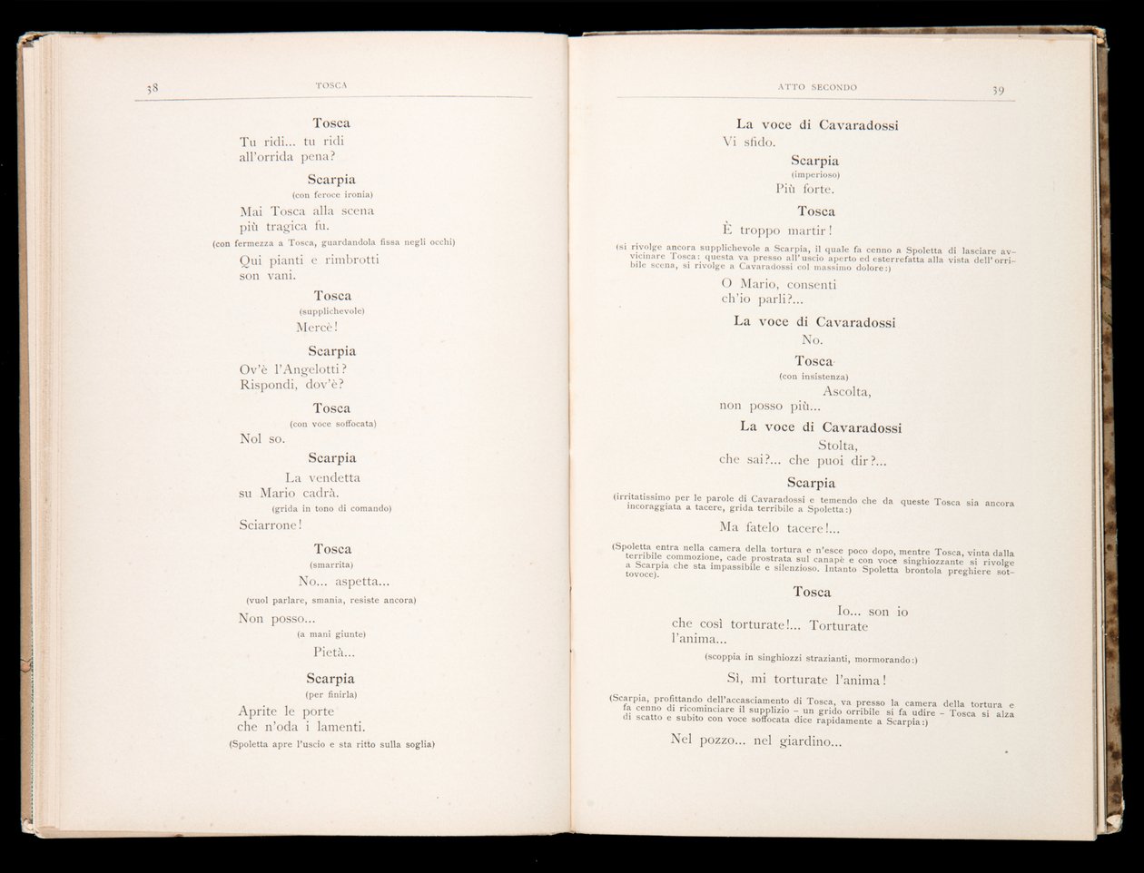 Libretto av Tosca av Giacomo Puccini, Edition Ricordi, Italien av Italian School