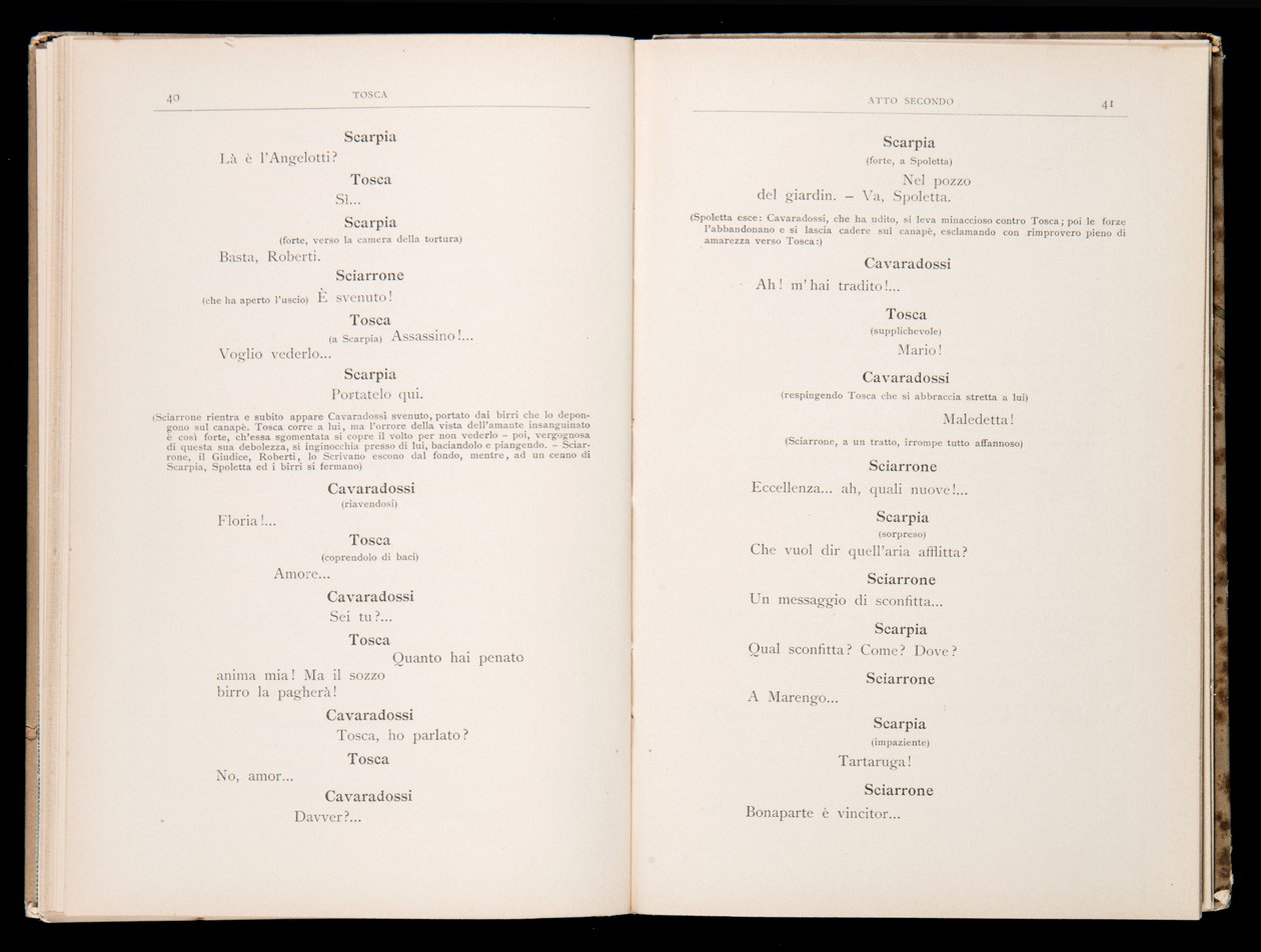 Libretto av Tosca av Giacomo Puccini, Edition Ricordi, Italien av Italian School