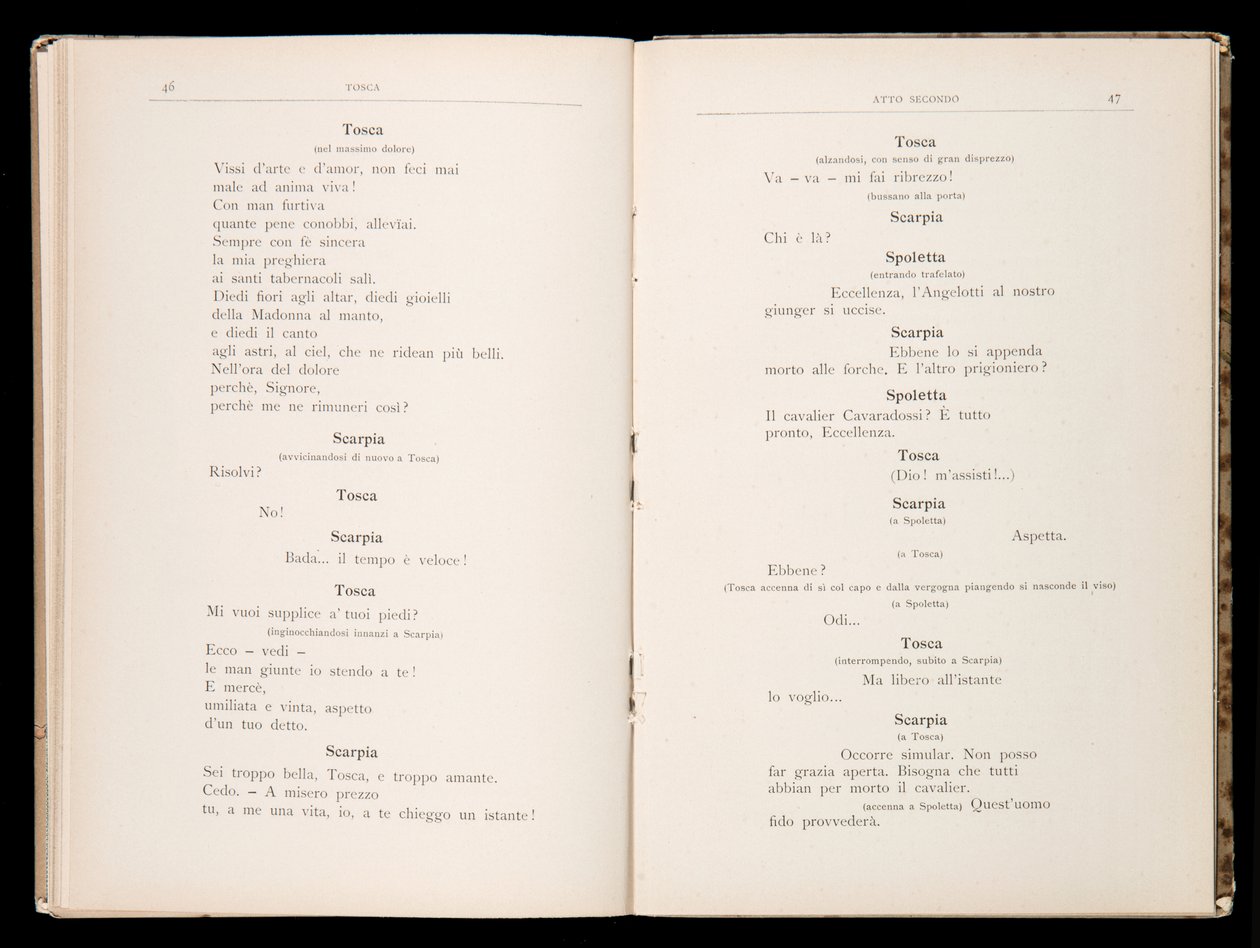 Libretto av Tosca av Giacomo Puccini, Edition Ricordi, Italien av Italian School