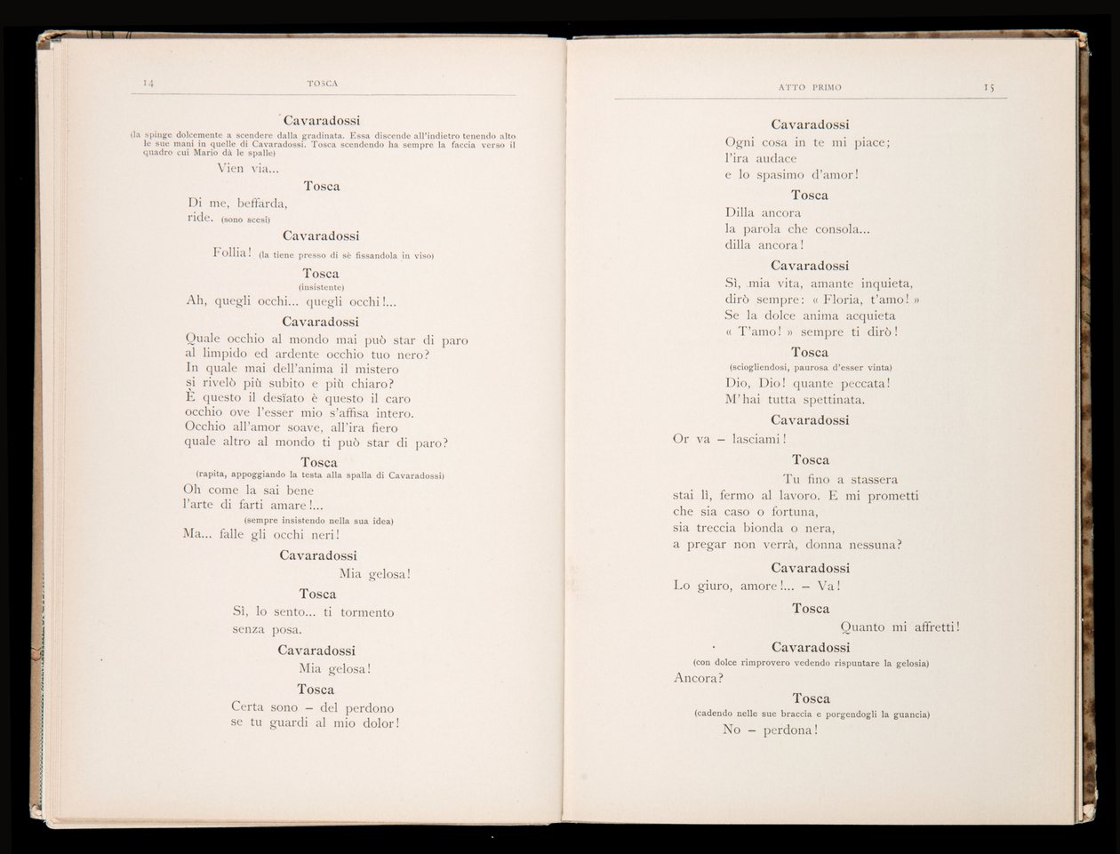 Libretto av Tosca av Giacomo Puccini, Edition Ricordi, Italien av Italian School