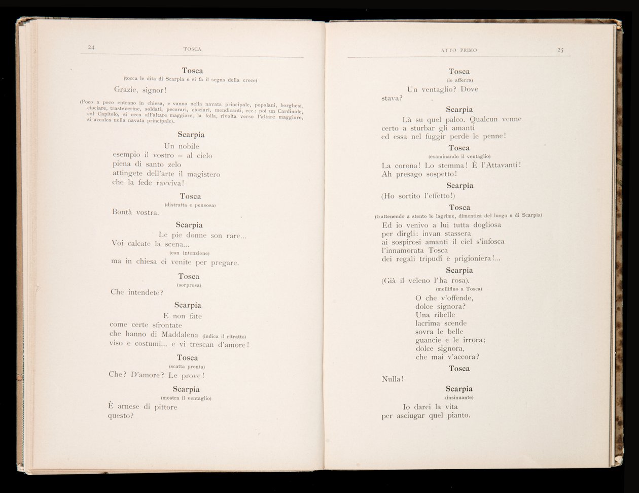 Libretto av Tosca av Giacomo Puccini, Edition Ricordi, Italien av Italian School