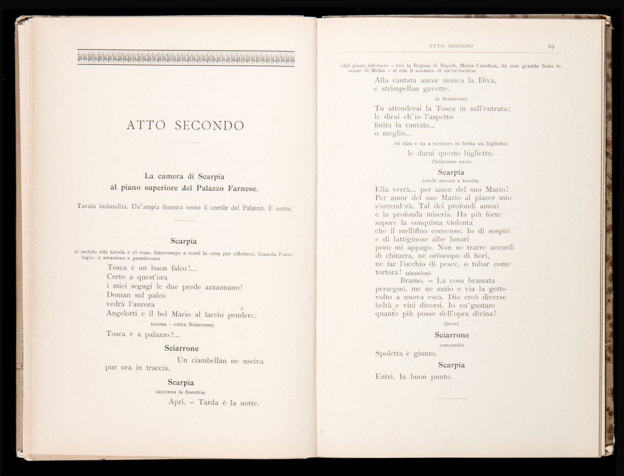 Libretto av Tosca av Giacomo Puccini, Edition Ricordi, Italien av Italian School