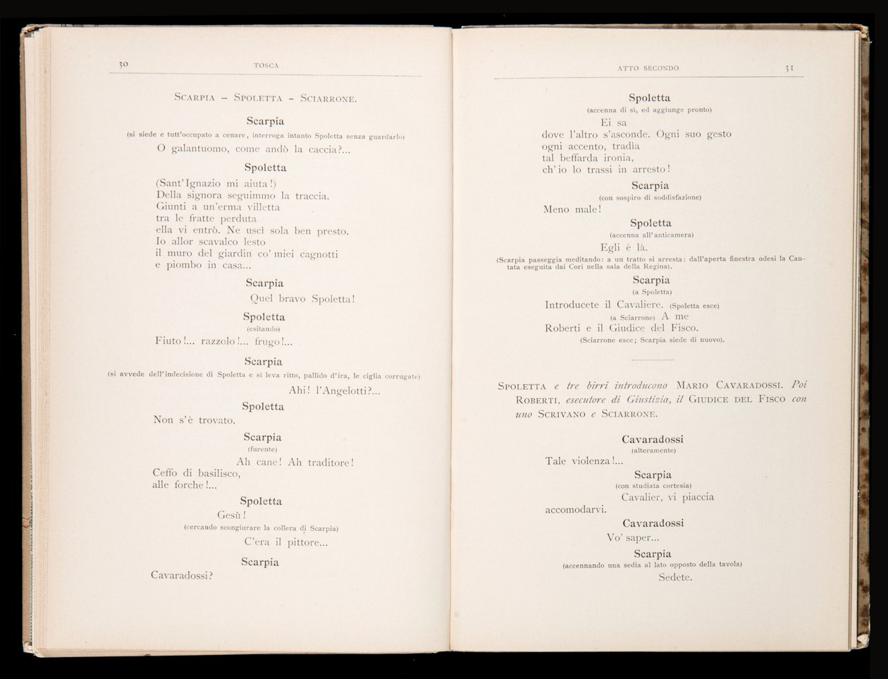 Libretto av Tosca av Giacomo Puccini, Edition Ricordi, Italien av Italian School