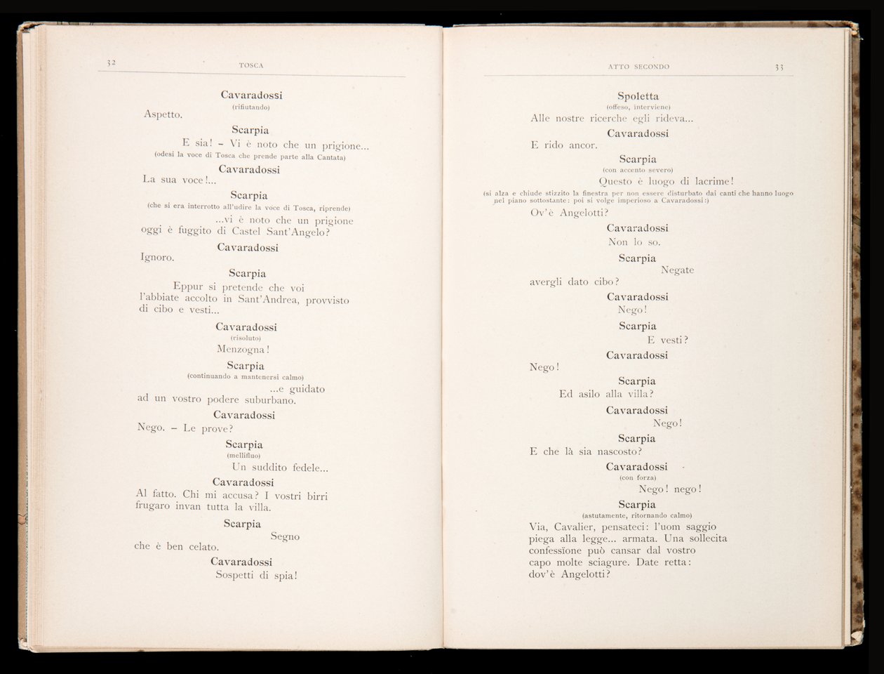 Libretto av Tosca av Giacomo Puccini, Edition Ricordi, Italien av Italian School