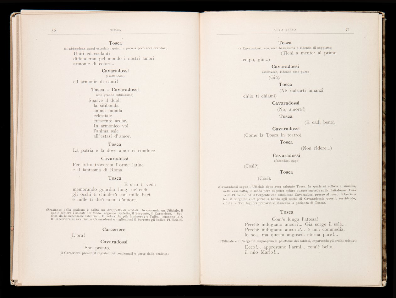 Libretto av Tosca av Giacomo Puccini, Edition Ricordi, Italien av Italian School