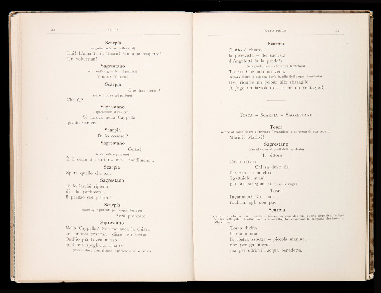 Libretto av Tosca av Giacomo Puccini, Edition Ricordi, Italien av Italian School