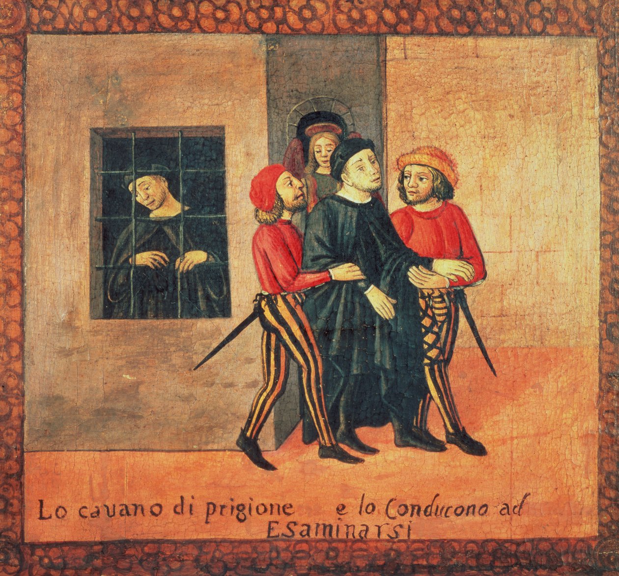 Antonio di Guiseppe Rinaldeschis liv - Tagen från fängelset för att prövas, Florentine School (olja på panel) (detalj) av Italian School