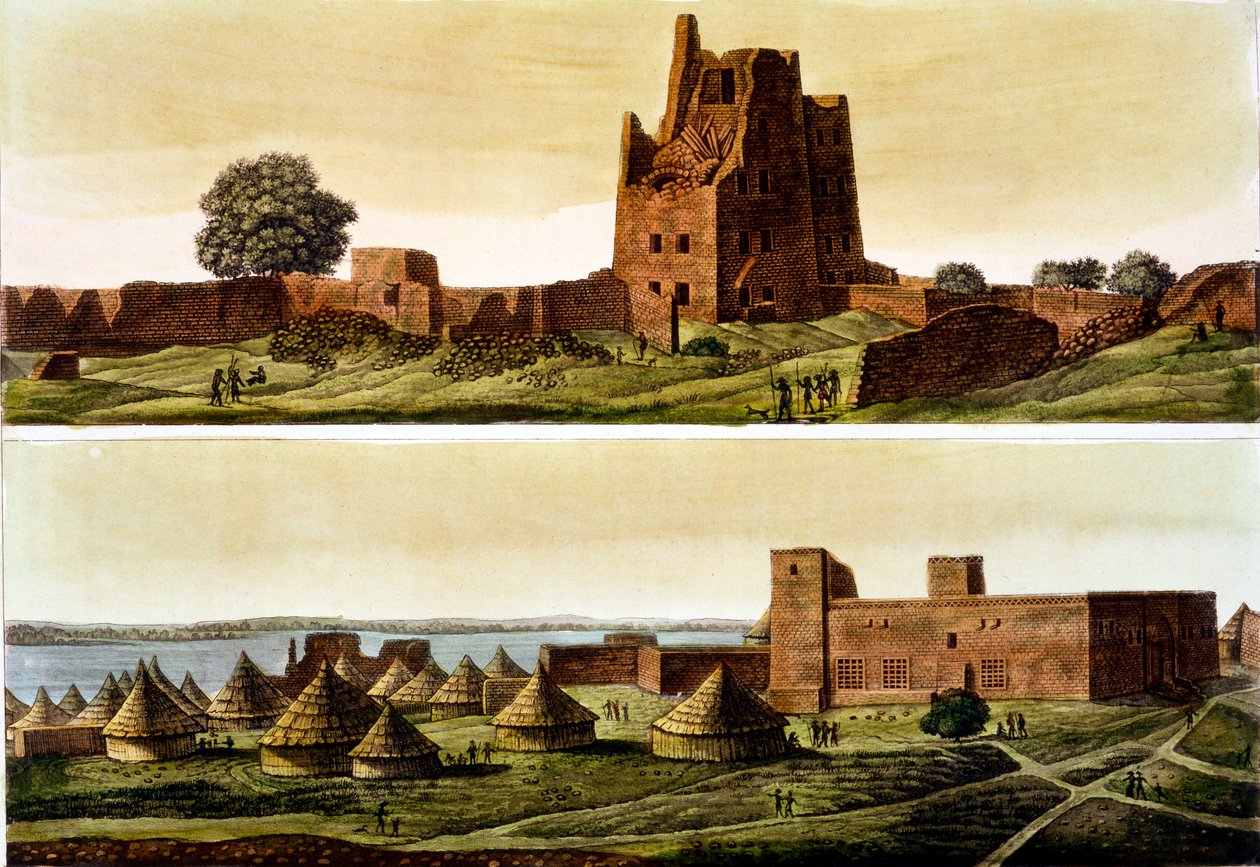 Nedre Egypten eller Sudan, floden Nilen: Nedan, byn El-Querebyn, 1820-30-talet av Italian School