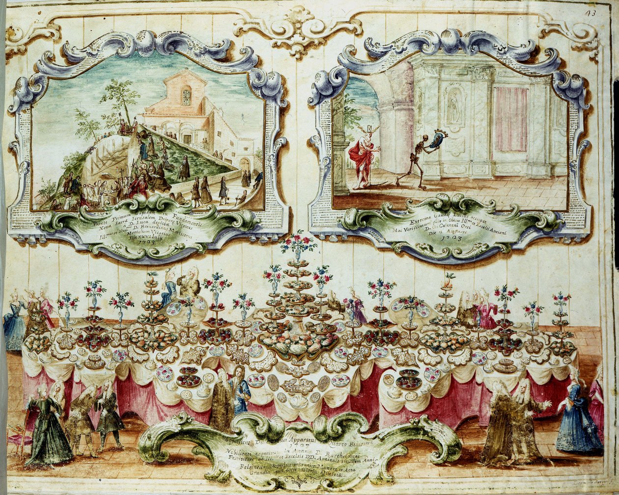 Lunch ges för att hedra Bologna-adeln för högtiden för Saint Bartholomew (eller Bartholomew). 1723. Archivio di Stato di Bologna. av Italian School