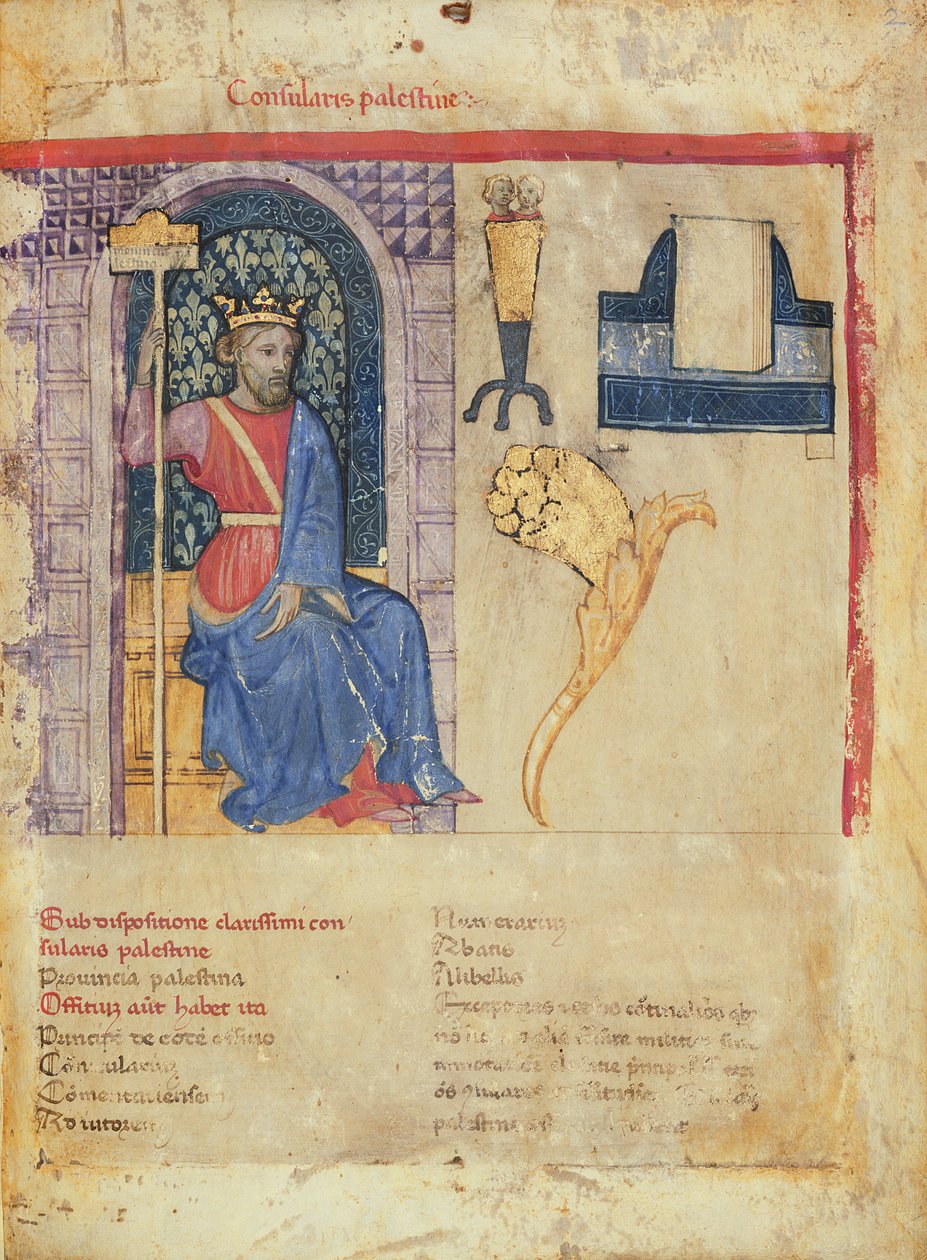 MS.86-1972. f.2r Konsulära Palestina, från Notitia Dignitatum av Italian School